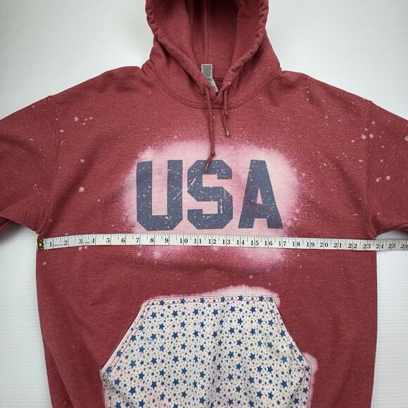 USA Tie Dye Hoodie Red White Blue Size Large Heavy Blend - Picture 4 of 7